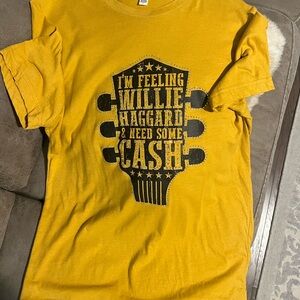 I’m Feeling Willie Haggard & Need Some Cash blingy yellow Tee